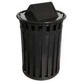 WITT Oakley Collection Outdoor Waste Receptacle with Swing Top Lid - 50 Gallon, Black